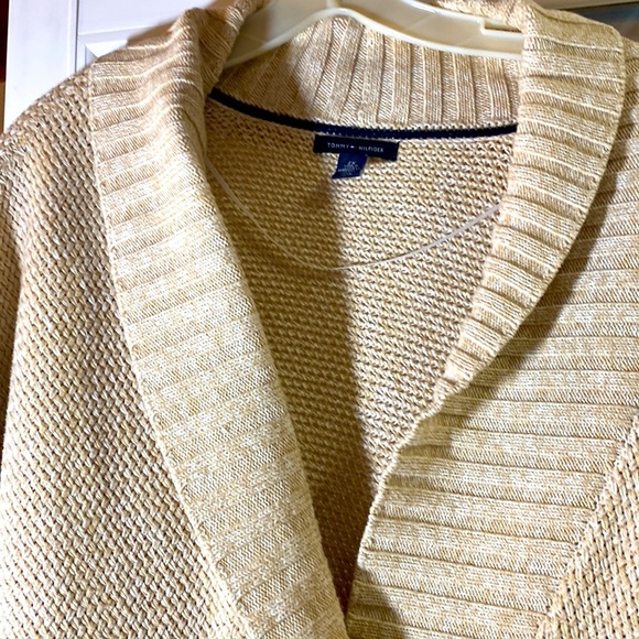 TOMMY HILFIGER PLUS SIZE BEIGE TAN CHUNKY SHORT SLEEVE KNIT COCOON SWEAT… - Picture 5 of 15